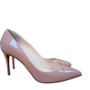 Christian Louboutin Pigalle Follies 85 Nude Patent Leather Pumps Size 38.5
